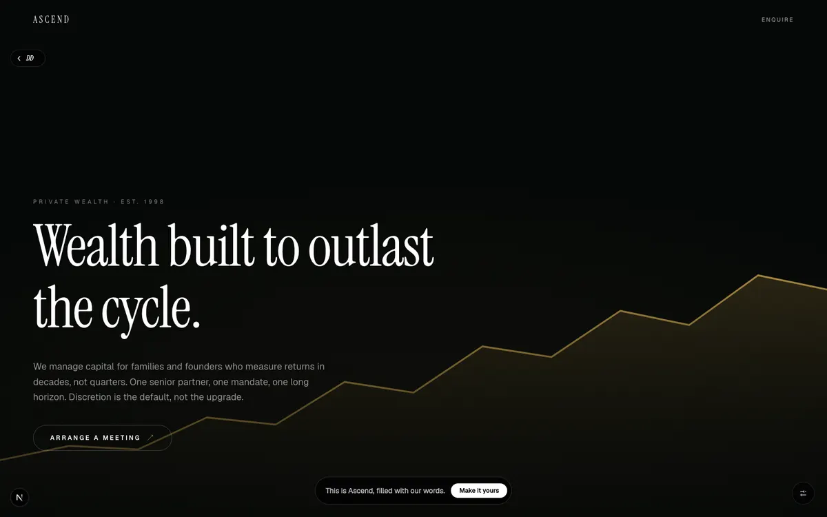 Ascend, Private wealth management for the long climb. Patient capital, measured with care.