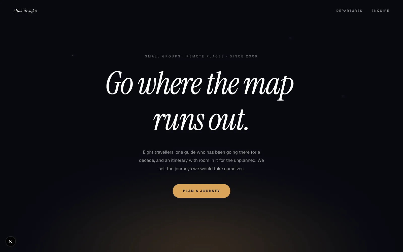 Atlas, Expedition travel as a departure board: routes, days, prices, and one enquiry button.
