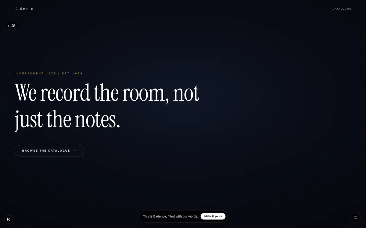 Cadence, An independent jazz label. Recording the room, not just the notes, since 1998.