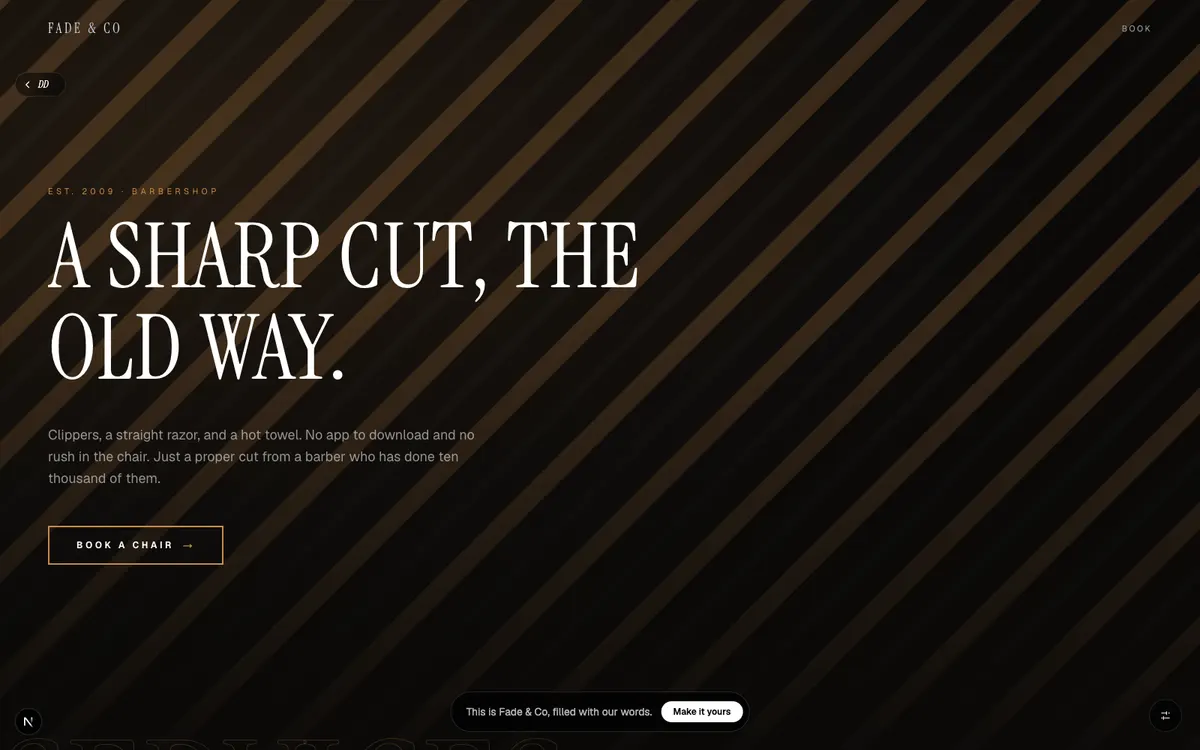 Fade & Co, A proper barbershop. Sharp fades, hot towels, and no hurry about it.
