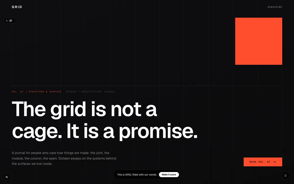 GRID, A journal of design and architecture. Systems, surfaces and the space between.