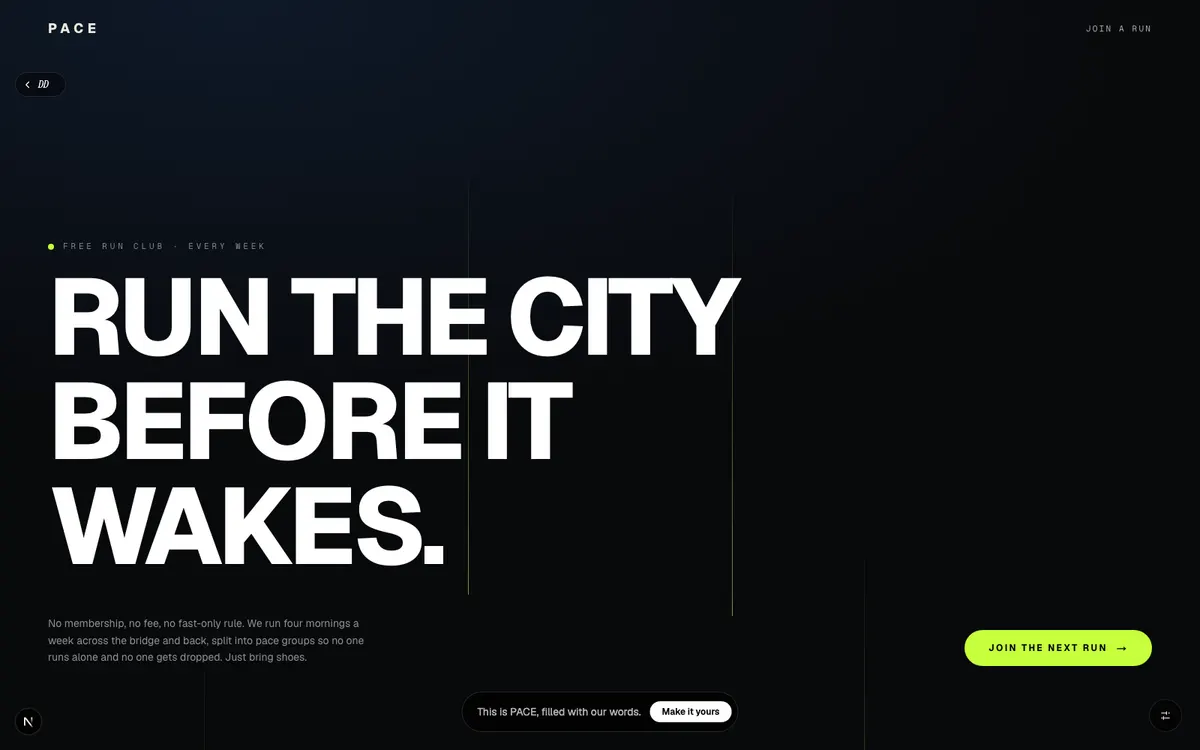 PACE, A free running club for the city. Show up, run hard, no one gets left behind.