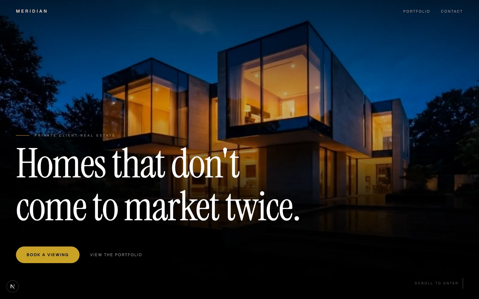Noir, Cinematic, dark, and built to make eight-figure listings feel inevitable.