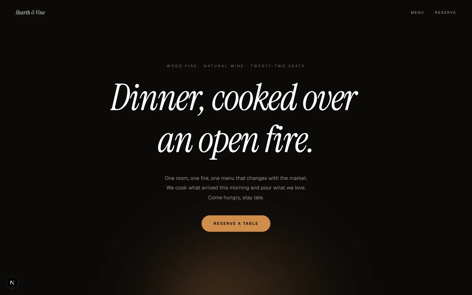 Table, A restaurant set like a printed carte. The menu is the design; reservations are the only ask.